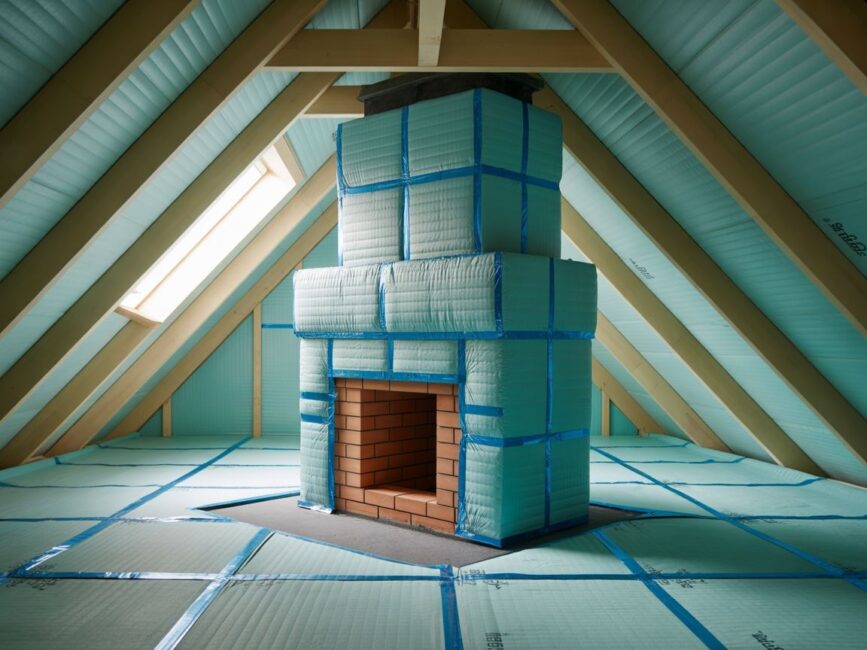 ocieplenie komina na strychu