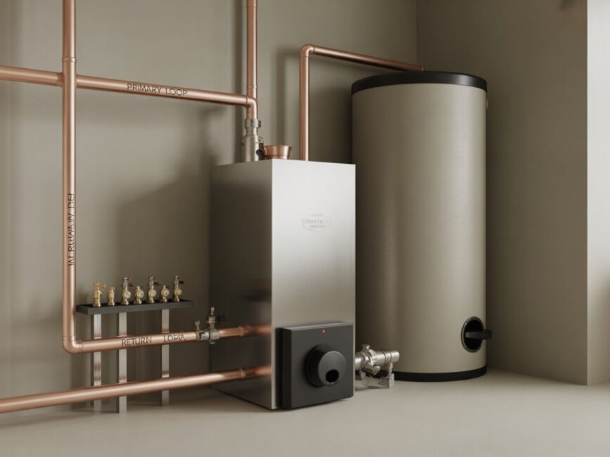 zbiornik buforowy i piec na pellet